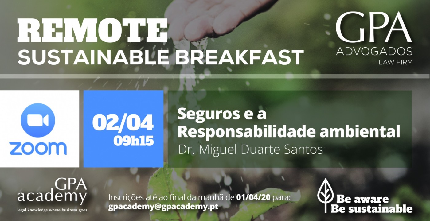 GPA organiza Sustainable Breakfast virtual sobre Seguros e Responsabilidade Ambiental